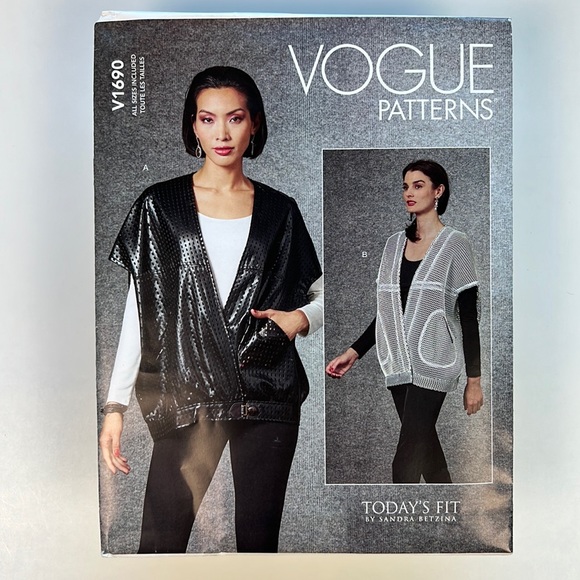 VOGUE PATTERNS V1690 Sewing Pattern All Sizes Cocoon Vest Oversized - New, Uncut - Picture 1 of 9